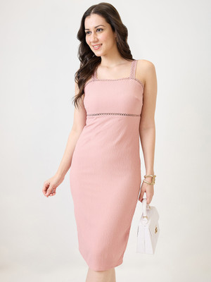 Globus Women Bodycon Pink Midi/Calf Length Dress
