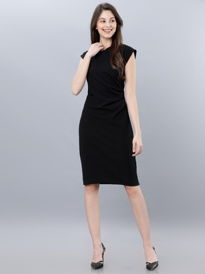 Tokyo Talkies Women A-line Black Midi/Calf Length Dress