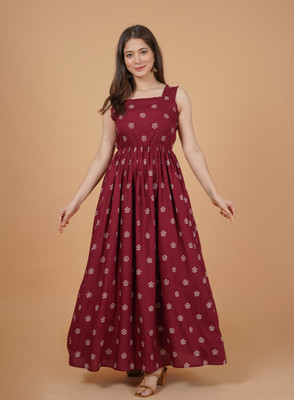 Daevish Women Fit and Flare Multicolor Maxi/Full Length Dress