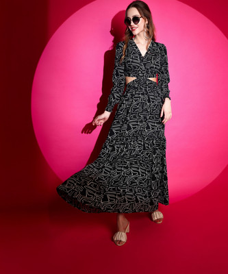 Sheetal Associates Women Fit and Flare Black Maxi/Full Length Dress