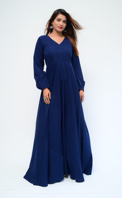 diyaz Women Maxi Dark Blue Full Length Dress