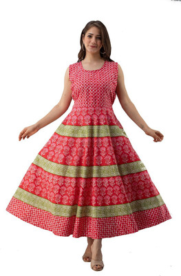 Nuwall Women Fit and Flare Multicolor Midi/Calf Length Dress