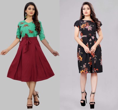 Modli 20 Fashion Women Fit and Flare Maroon Dress