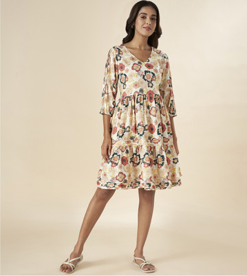 Akkriti by Pantaloons Women Fit and Flare Brown Knee Length Dress