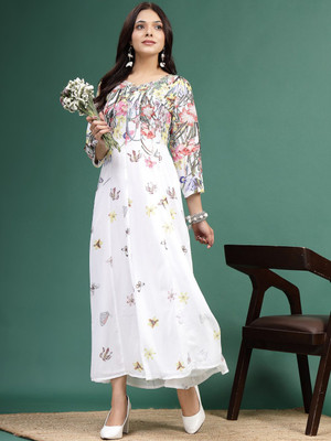 Sangria Women A-line White Midi/Calf Length Dress