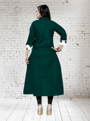 Suhani Creationnm Women Printed Straight Kurta(Green, Light Blue)