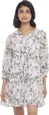 Honey By Pantaloons Women Tiered Pink Above Knee/Mid Thigh Length Dress