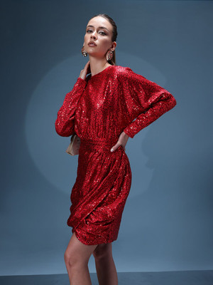 bebe Women Sheath Red Above Knee/Mid Thigh Length Dress