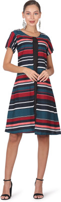 ADDICTED ATTIRE Women A-line Multicolor Knee Length Dress