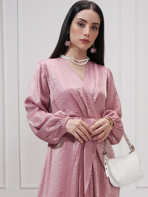 Tokyo Talkies Women Wrap Pink Maxi/Full Length Dress