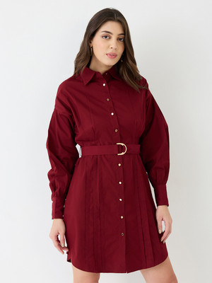 Globus Women Shirt Maroon Mini/Short Dress