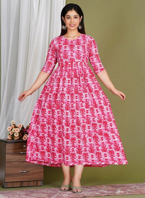 AAVRITTIQUEENS Women A-line Multicolor Midi/Calf Length Dress