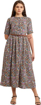 Heaven's creation Women Fit and Flare Multicolor Dress