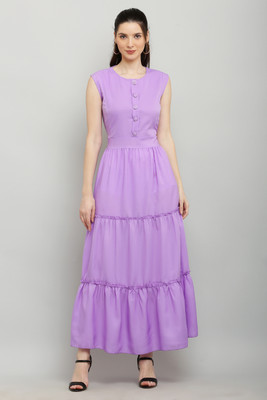 BabeCollection Women Fit and Flare Multicolor Maxi/Full Length Dress