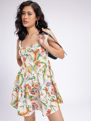 Glitchez Women A-line White Mini/Short Dress
