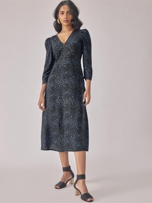 The Label Life Women A-line Black, Blue Dress