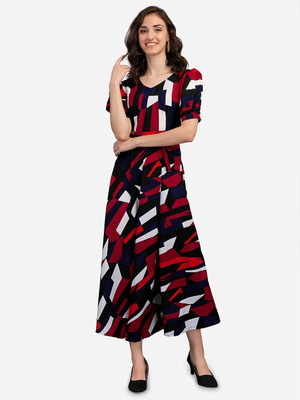 Rosasignora Women Maxi Multicolor Knee Length Dress