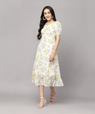 AAYU Women A-line Multicolor Midi/Calf Length Dress
