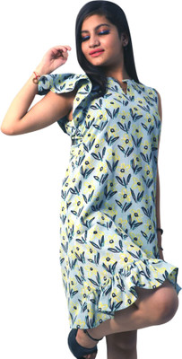 NICKSDESIGN Women A-line Light Blue, Dark Blue, Yellow Knee Length Dress