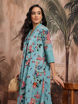 Sangria Women A-line Blue Midi/Calf Length Dress