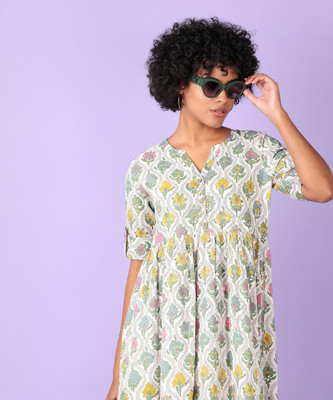 V-MART Women A-line White Midi/Calf Length Dress