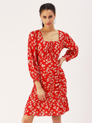 Dressberry Women A-line Red Above Knee/Mid Thigh Length Dress