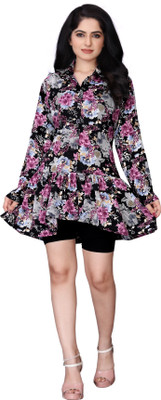 Parevadi Fashion Women Fit and Flare Multicolor Above Knee/Mid Thigh Length Dress