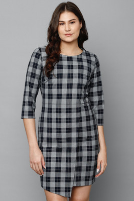Allen Solly Women A-line Grey Above Knee/Mid Thigh Length Dress