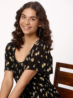 R&B Women A-line Black Mini/Short Dress