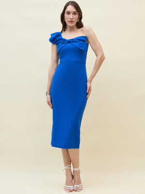 AAYU Women Bodycon Dark Blue Below Knee Dress