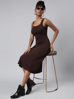 Showoff Women A-line Brown Dress