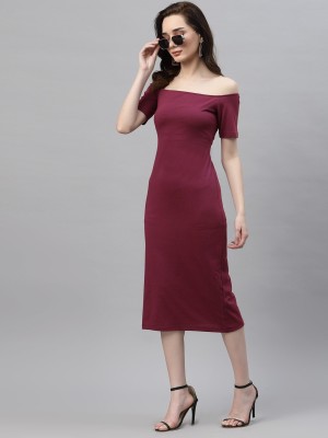 RIGO Women Bodycon Maroon Dress