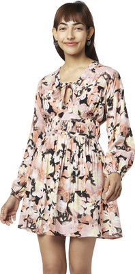 PEOPLE Women Fit and Flare Pink Mini/Short Dress