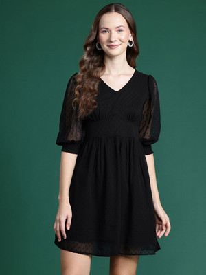 CHEMISTRY Women A-line Black Mini/Short Dress