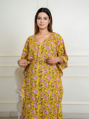 Motherhood by Snehal Women Kaftan Yellow Dress