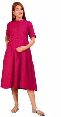 Madhurima Collection Women Fit and Flare Pink Dress