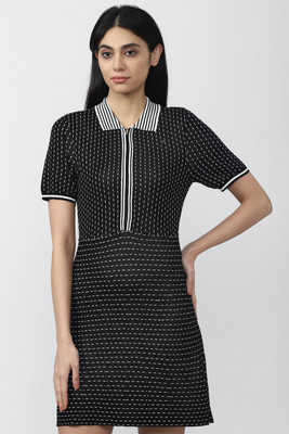 VAN HEUSEN Women A-line Grey Above Knee/Mid Thigh Length Dress