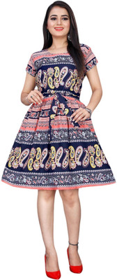 VARUDI Women A-line Beige Knee Length Dress