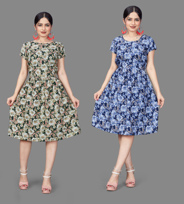 Khushi Fab Women Fit and Flare Multicolor Mini/Short Dress