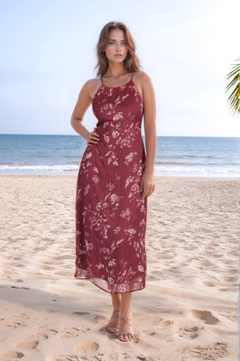 RARE Women A-line Brown Maxi/Full Length Dress