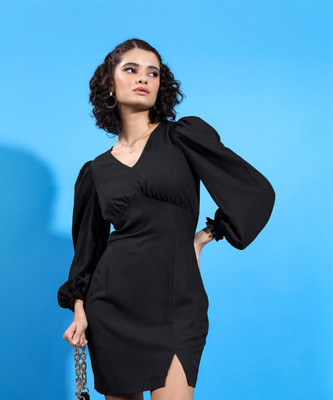 KETCH Women Blouson Black Above Knee/Mid Thigh Length Dress