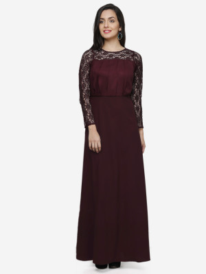 V&M Women Maxi Brown Full Length Dress