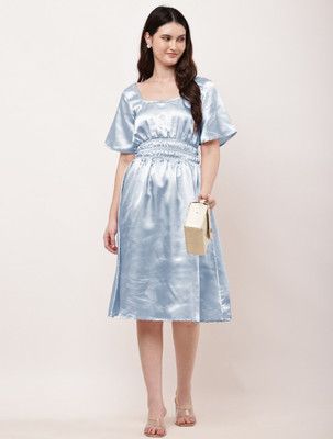 MGG Women Maxi Light Blue Knee Length Dress
