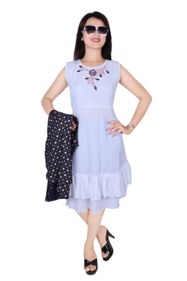 S LEMON DROPS Women A-line Dark Blue Below Knee Dress