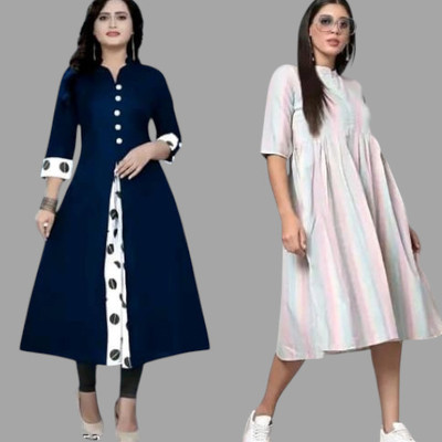 Suhani Creationnm Women Embroidered A-line Kurta(Blue, White)