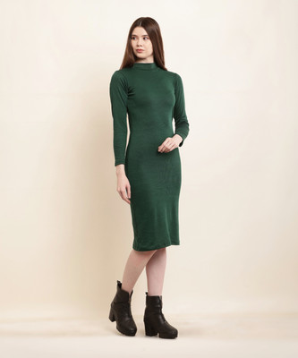 Shyammc Women Bodycon Green Above Knee/Mid Thigh Length Dress