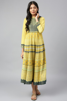 Aurelia Women Ethnic Dress Yellow Midi/Calf Length Dress