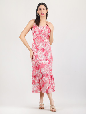 vechii Women Maxi Pink Midi/Calf Length Dress