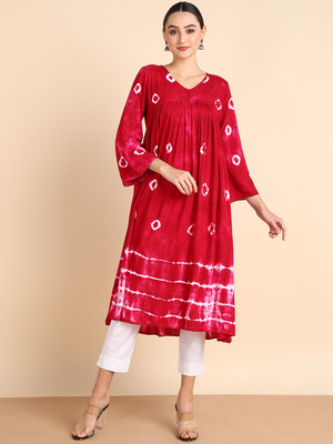 METRONAUT Women Fit and Flare Pink Midi/Calf Length Dress