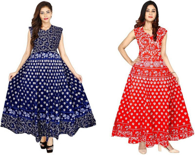RADHA RANI COLLECTION Women A-line Red Maxi/Full Length Dress